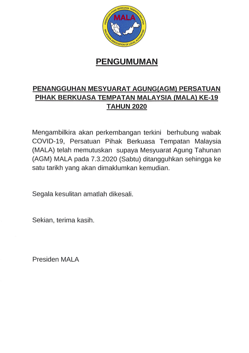 Pengumuman Malaysian Association Of Local Authorities